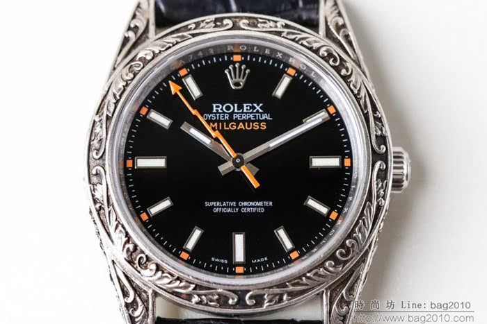 ROLEX勞力士 新品上市 N9最新力作 雕刻手工 純銀殼套 瑞士ETA2824自動上旋機芯 超強防水 鱷魚皮錶帶 高檔男士腕表  wssb4775
